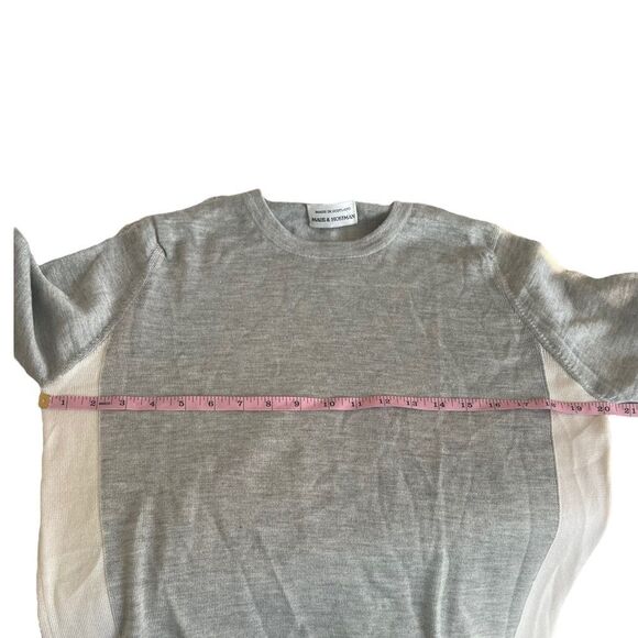 Maus & Hoffman Gray Cream Cashmere Silk 3/4 Sleeve Sweater Top L - Picture 7 of 11